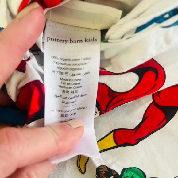 POTTERY BARN Kids MARVEL SUPER HERO Twin Duvet Organic Cotton Crisp White COMICS - Picture 15 of 16